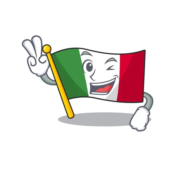 Zwei Finger italienische Flaggen in Cartoon-Tabellen platziert — Stockvektor