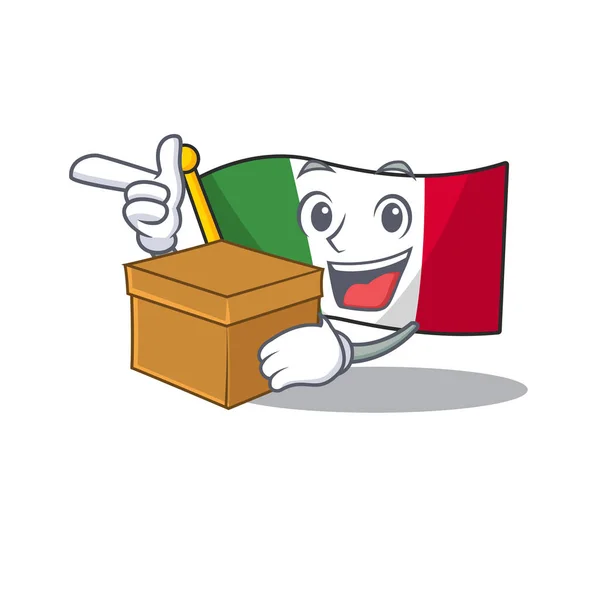 Mit Box italienische Flaggen in Cartoon-Tabellen platziert — Stockvektor