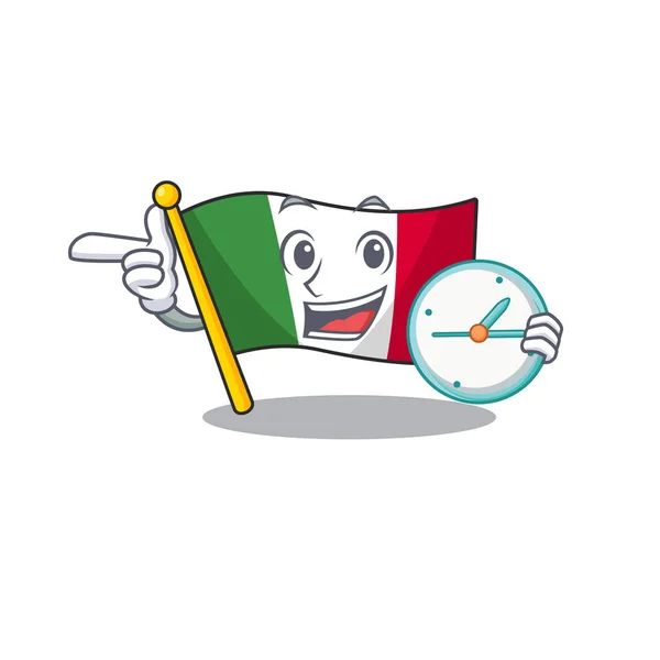 Mit Uhr italienische Flaggen in Cartoon-Tabellen platziert — Stockvektor