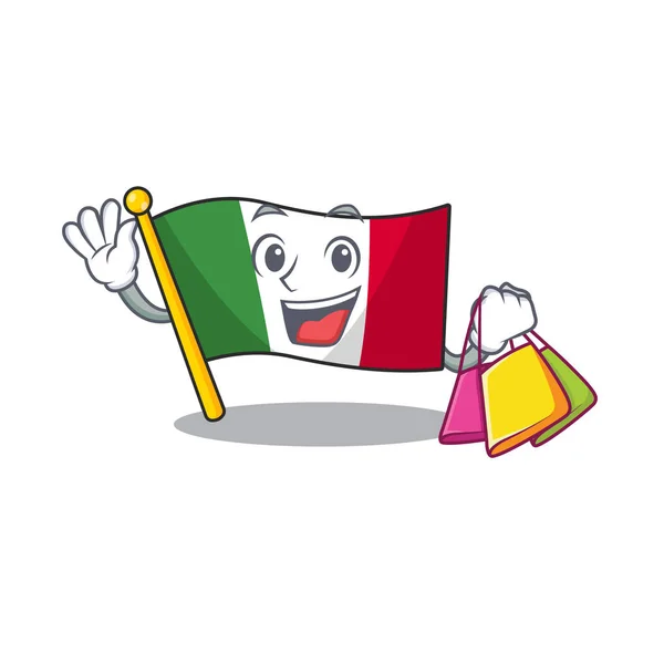 Shopping bandiere italia collocati in tavoli dei cartoni animati — Vettoriale Stock