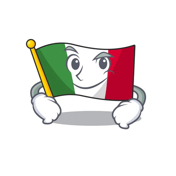 Lächelnde italienische Flaggen in Cartoon-Tabellen platziert — Stockvektor