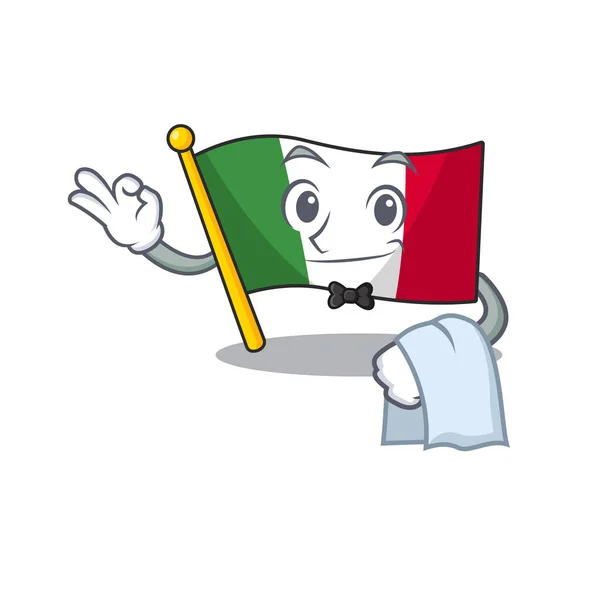 Camarero italia banderas aislado wth la historieta — Vector de stock