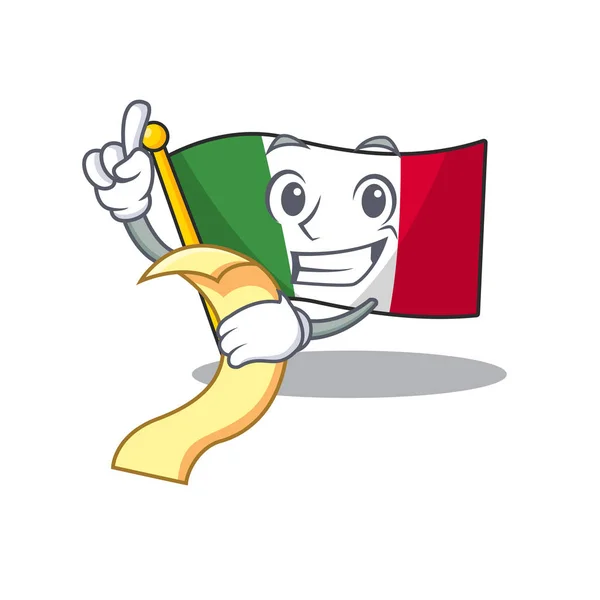 Mit Speisekarte italienische Flaggen isoliert von der Karikatur — Stockvektor