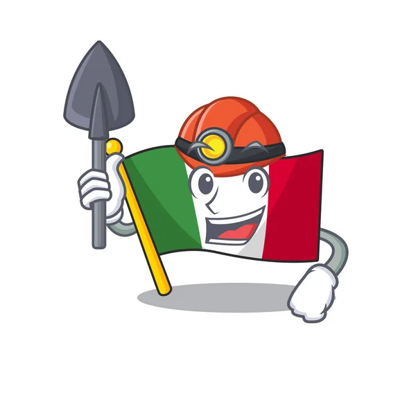 Bergmann Italien Flaggen isoliert von der Karikatur — Stockvektor