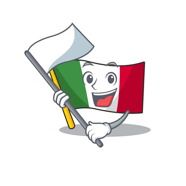 Mit Flagge mit Flagge Italien ist der Karikaturenschrank platziert — Stockvektor