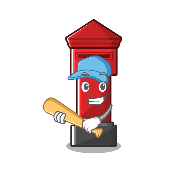 Playing baseball pillar box isolated with the cartoon — Stock Vector