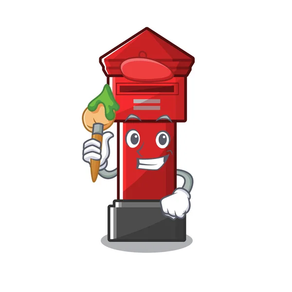 Artist pillar box isolated with the cartoon — Stock Vector