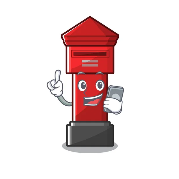 With phone pillar box isolated with the cartoon — Stock Vector