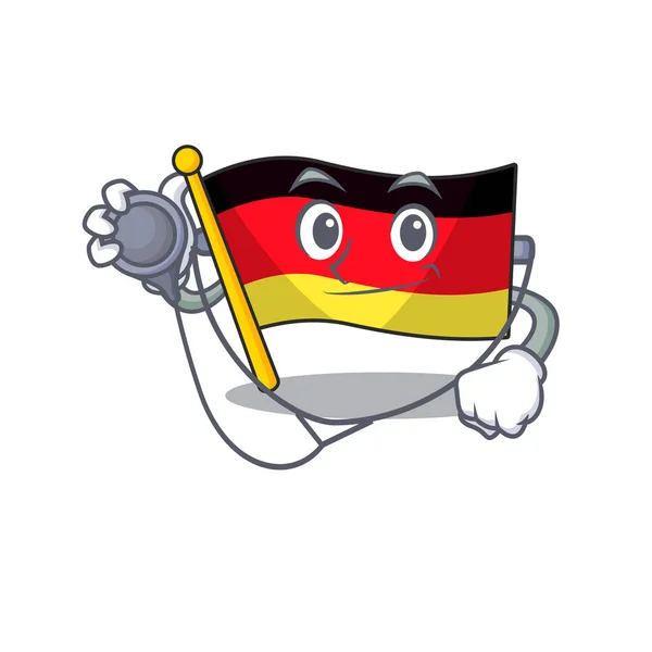 Dottore germania bandiera cartone animato isolato la mascotte — Vettoriale Stock