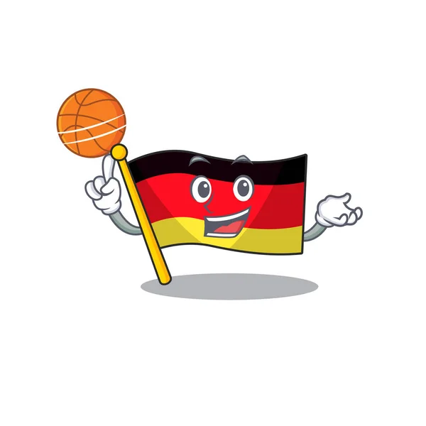 Met basketbal Duitsland vlag cartoon geïsoleerd de mascotte — Stockvector