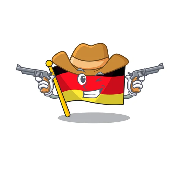 Cowboy Deutschland Flagge Karikatur isoliert das Maskottchen — Stockvektor