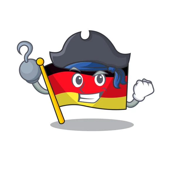 Pirata bandera de Alemania dibujos animados aislado la mascota — Vector de stock