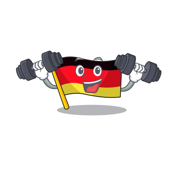 Fitness germany flag cartoon isoliert das Maskottchen — Stockvektor