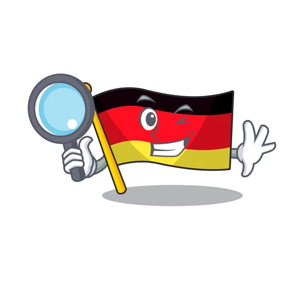 Karikatür direğinde Dedektif Almanya bayrağı çırpınıyor — Stok Vektör