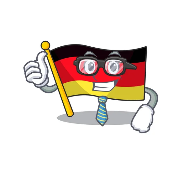 Geschäftsmann Deutschland flattert Flagge auf Karikaturenstange — Stockvektor