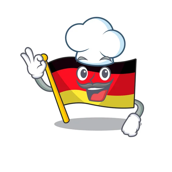 Chef germany flag flutter on cartoon pole — Stock Vector