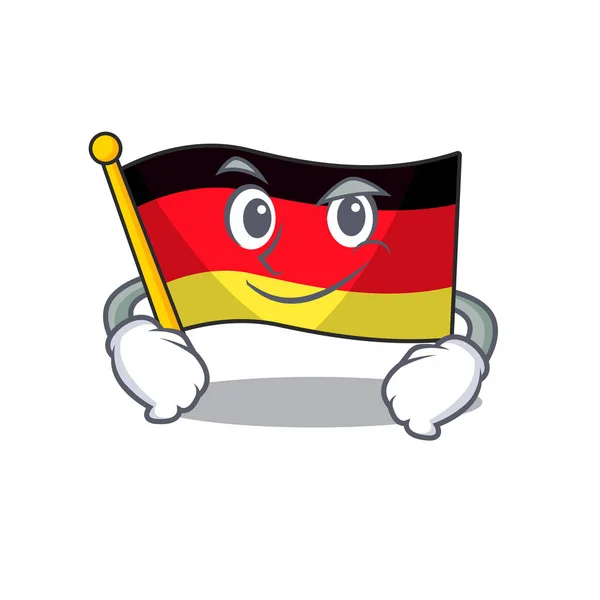 Smirking germany flag flutter on cartoon pole — Stock Vector