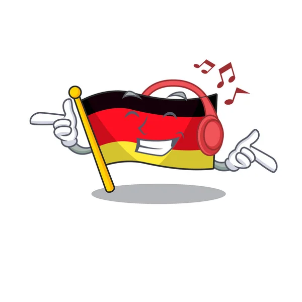 Listening music flag germany cartoon formed with character — Stock Vector