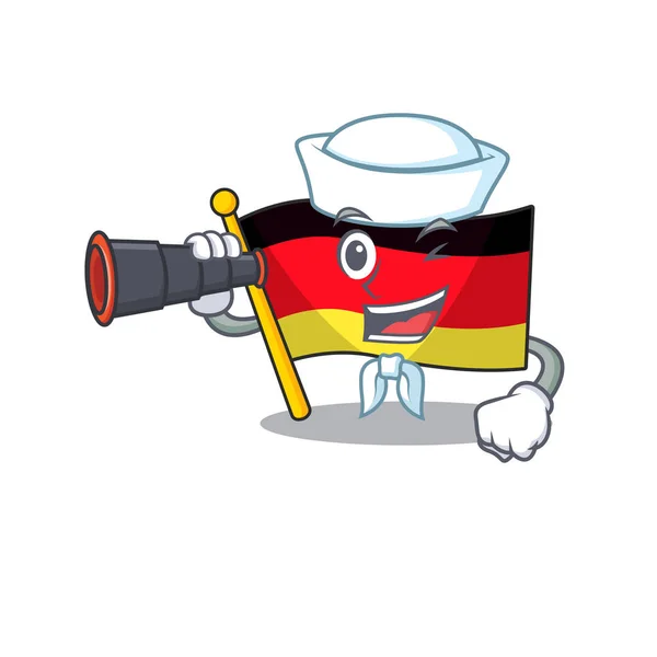 水手与双筒旗德国卡通形成与字符 — 图库矢量图片