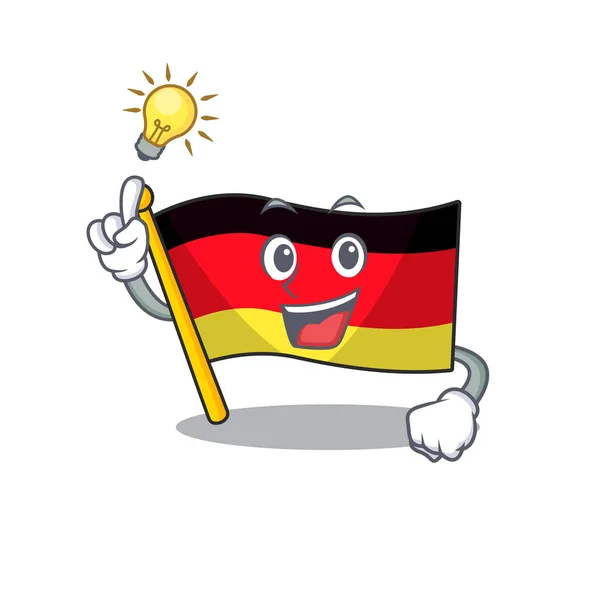 Tener una idea bandera alemania mascota doblado en la mesa de dibujos animados — Vector de stock