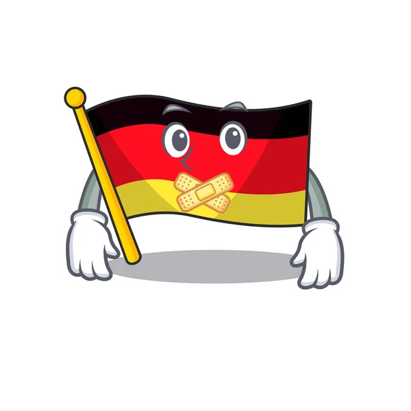 沉默的旗帜德国吉祥物折叠在卡通表 — 图库矢量图片