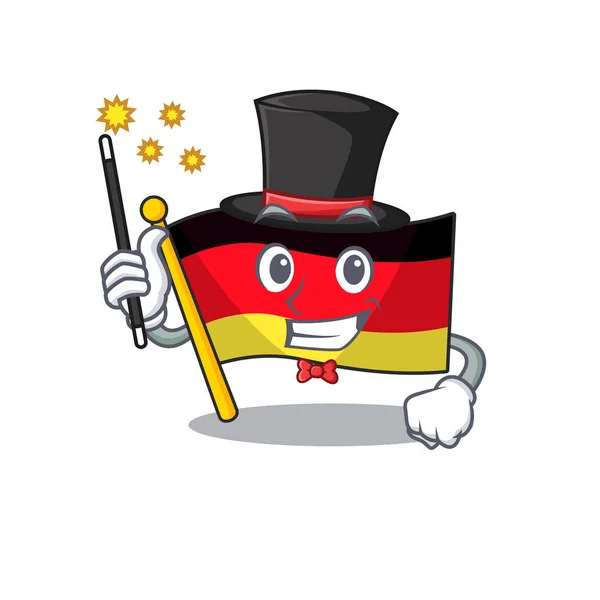 Mascotte de drapeau magicien germany pliée sur table de dessin animé — Image vectorielle