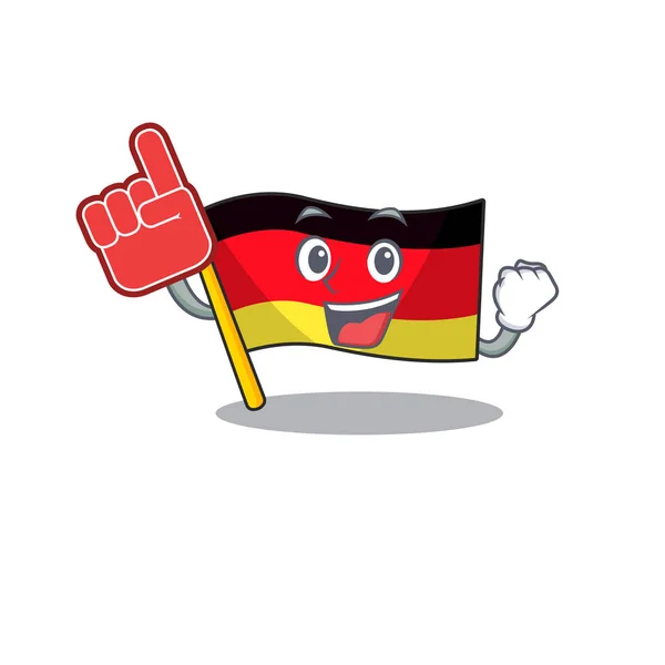 Espuma dedo bandeira alemanha mascote dobrado na mesa dos desenhos animados — Vetor de Stock