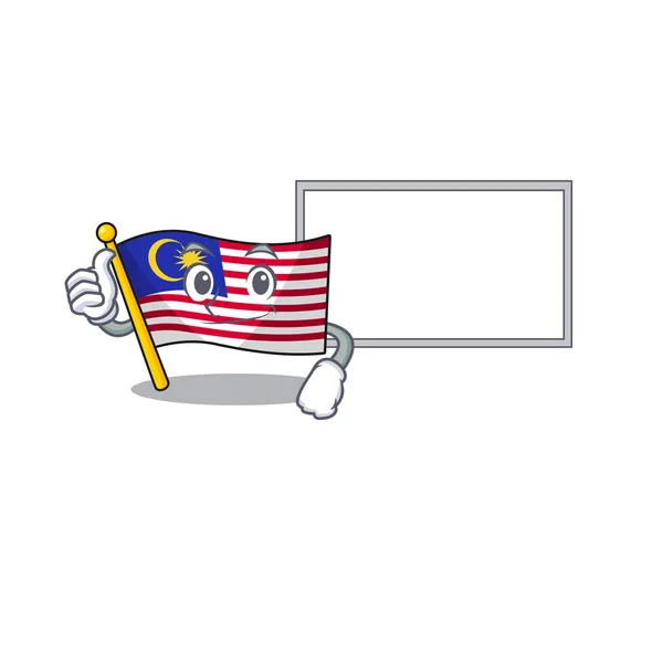 With board flag malaysia in the cartoon shape — Stock Vector