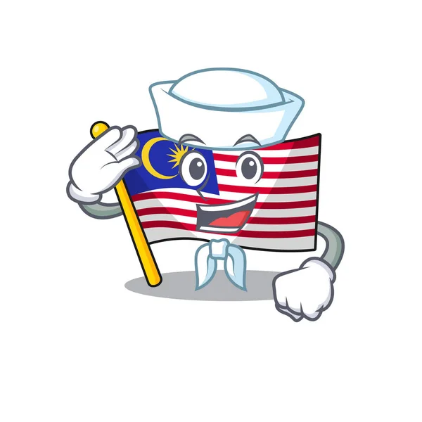 Pelaut flag malaysia dalam bentuk kartun - Stok Vektor