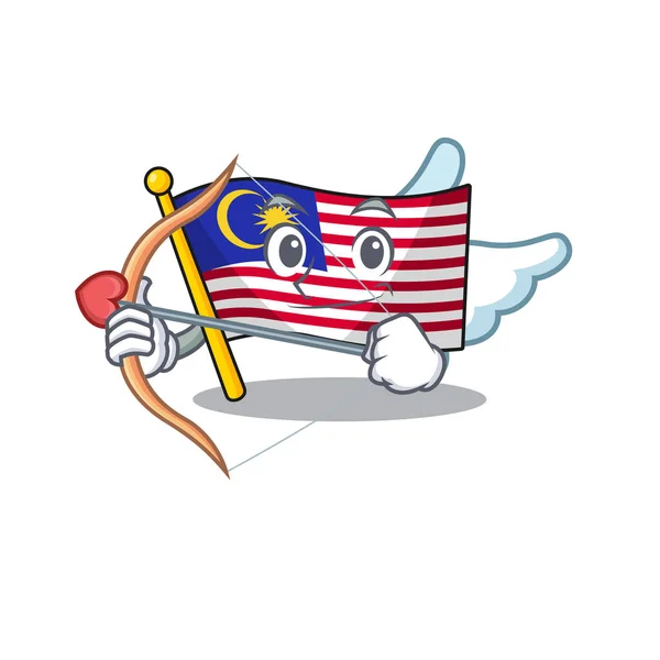 Cupid flag malaysia dalam bentuk kartun - Stok Vektor