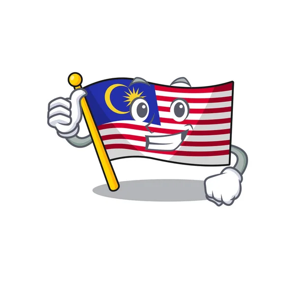 Thumbs up flag malaysia kartun diisolasi dengan karakter - Stok Vektor