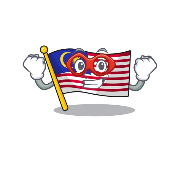 Super hero flag malaysia kartun terisolasi dengan karakter - Stok Vektor