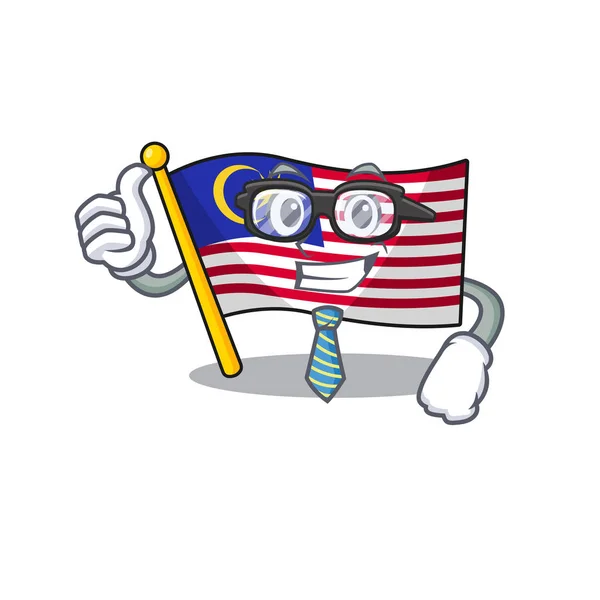 Drapeau d'homme d'affaires malaisie dessin animé isolé avec caractère — Image vectorielle