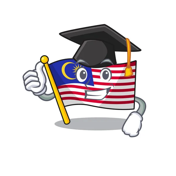 Afstuderen vlag Maleisië cartoon geïsoleerd met karakter — Stockvector