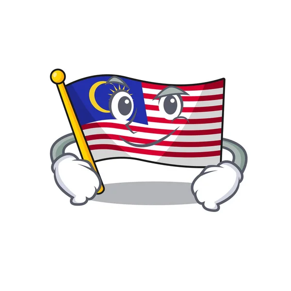 Smirking Flagge Malaysia Cartoon isoliert mit Charakter — Stockvektor