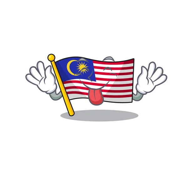 Tong uit Maleisië mascotte vlag gehouden in de kast — Stockvector