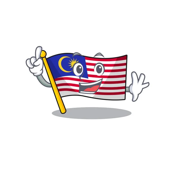 Finger malaysia mascote bandeira mantida no armário —  Vetores de Stock