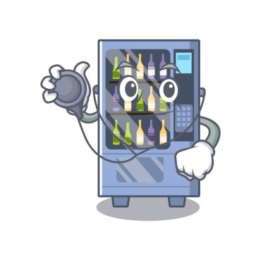 Karakter masasında Doktor karikatür şarap otomat