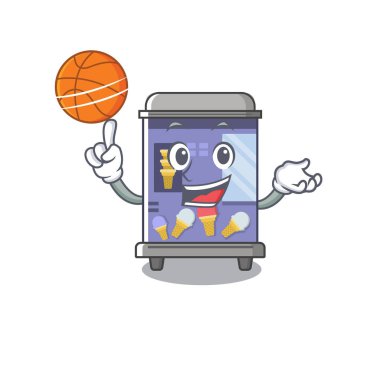Basketbol dondurma otomat karikatür ile karakter kurdu