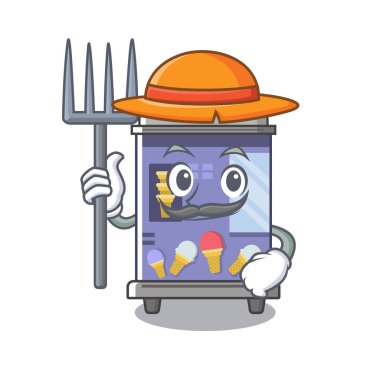 Çiftçi dondurma otomat karikatür karakter kurdu