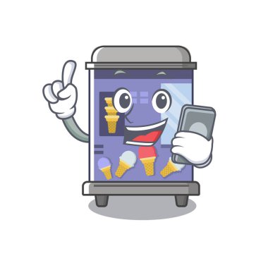 Telefon dondurma otomat karikatür ile karakter kurdu