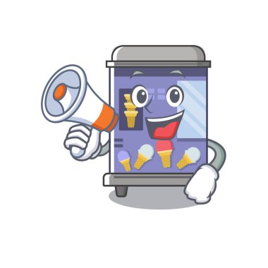 megafonlu dondurma otomat karikatür ile karakter kurdu