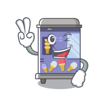 İki parmak dondurma otomat karikatür izole