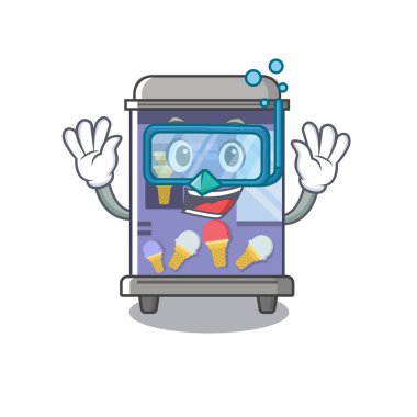 Dalış dondurma otomat karikatür izole