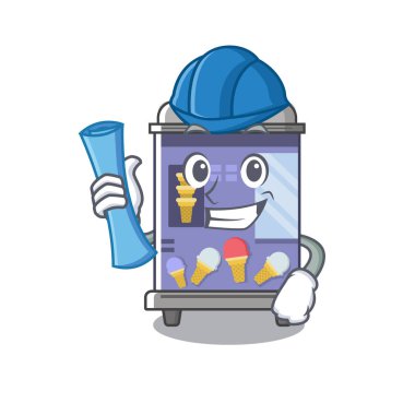 Mimar dondurma otomat karikatür izole