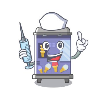 Hemşire dondurma otomat karikatür izole