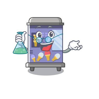 Profesör dondurma otomat karikatür izole