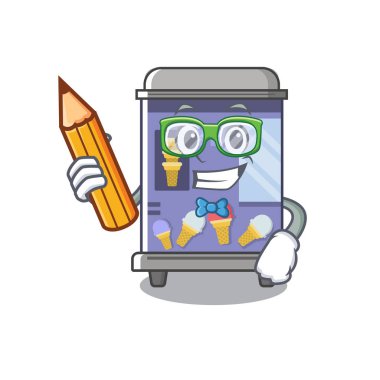 Öğrenci dondurma otomat karikatür izole