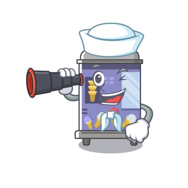 Binoküler dondurma otomat makinası maskot şeklinde denizci