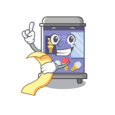 Menü dondurma otomat maskot şekli ile